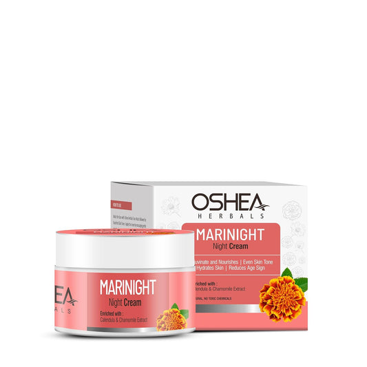 Oshea Herbals Marinight Night Cream for All Skin Types | Reduces Age Sign, Hydrates & Rejuvinates with Even Skin Tone | Enriched with Calendulla & Chamomile Extracts | 50g