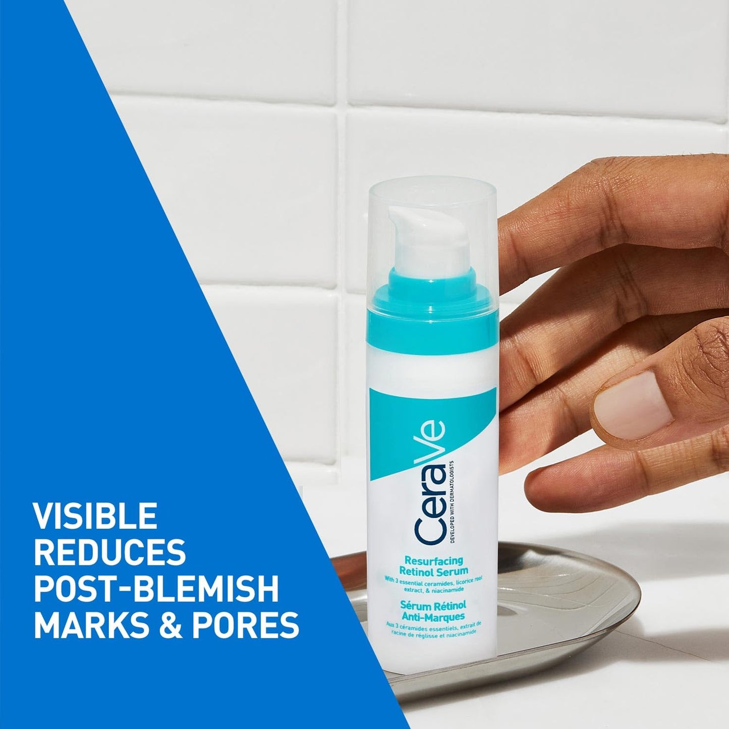 CeraVe Resurfacing Retinol Serum For Blemish-Prone Skin, Reduces Post Acne Marks & Pores, Formulated with Licorice Root Extract & Niacinamide, Non-Comedogenic, 30ml