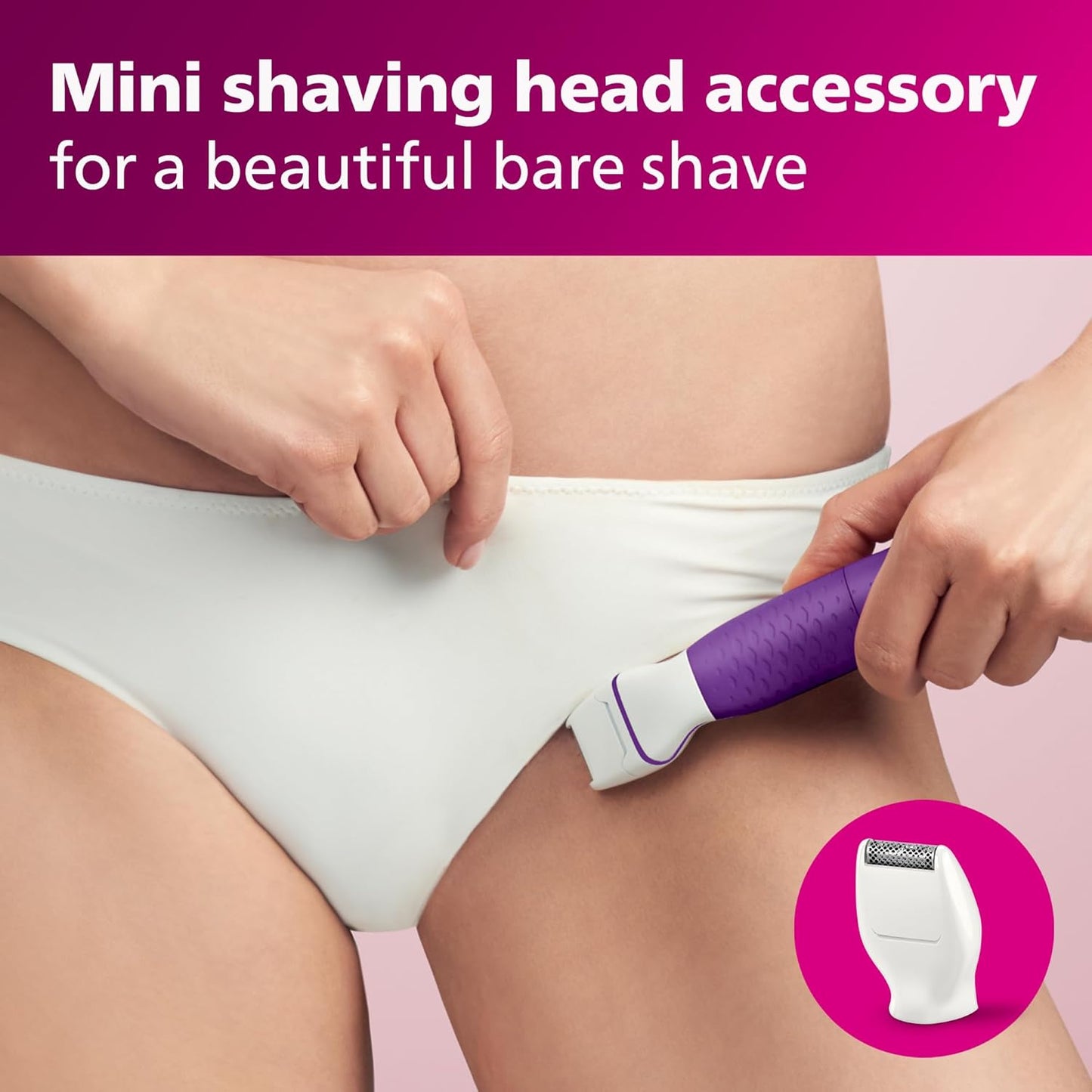 PHILIPS Female Bikini Battery Powered Rechargeable Electric Shaver Trimmer With Shaving Head And Comb, White