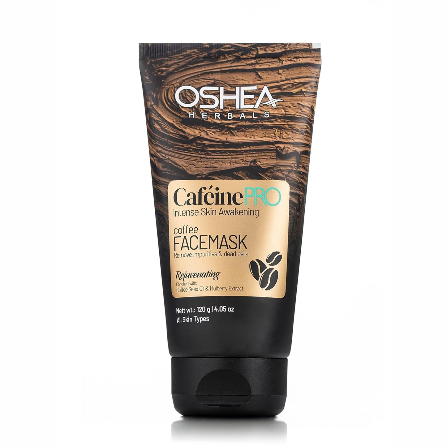 Oshea Herbals Cafeine Pro Coffee Face Mask for All Skin Types | Removes Impurities & Dead Cells | Enriched with Coffee Seed Oil & Mulberry Extracts | 120 g