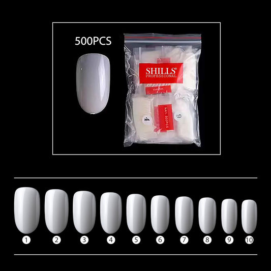 Shills Professional PKT 500pcs Short Oval Shape Nail Tips Natural