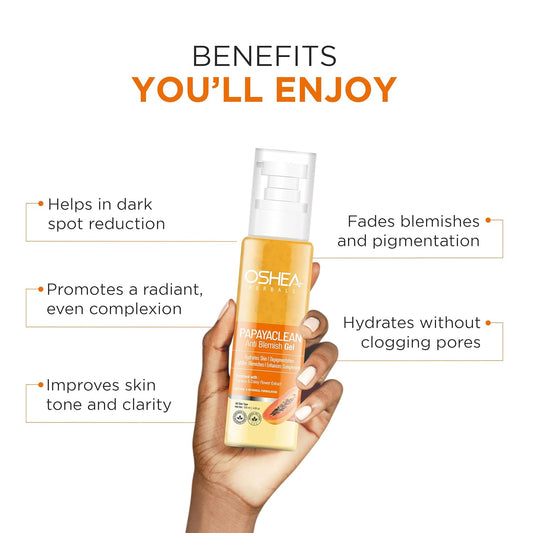 Oshea Herbals Papayaclean Anti Blemish Face Gel for All Skin Types | Hydrates, Reduces Pigmentation & Lightens Blemishes | Enriched with Papaya & Daisy Flower Extracts| 120ml