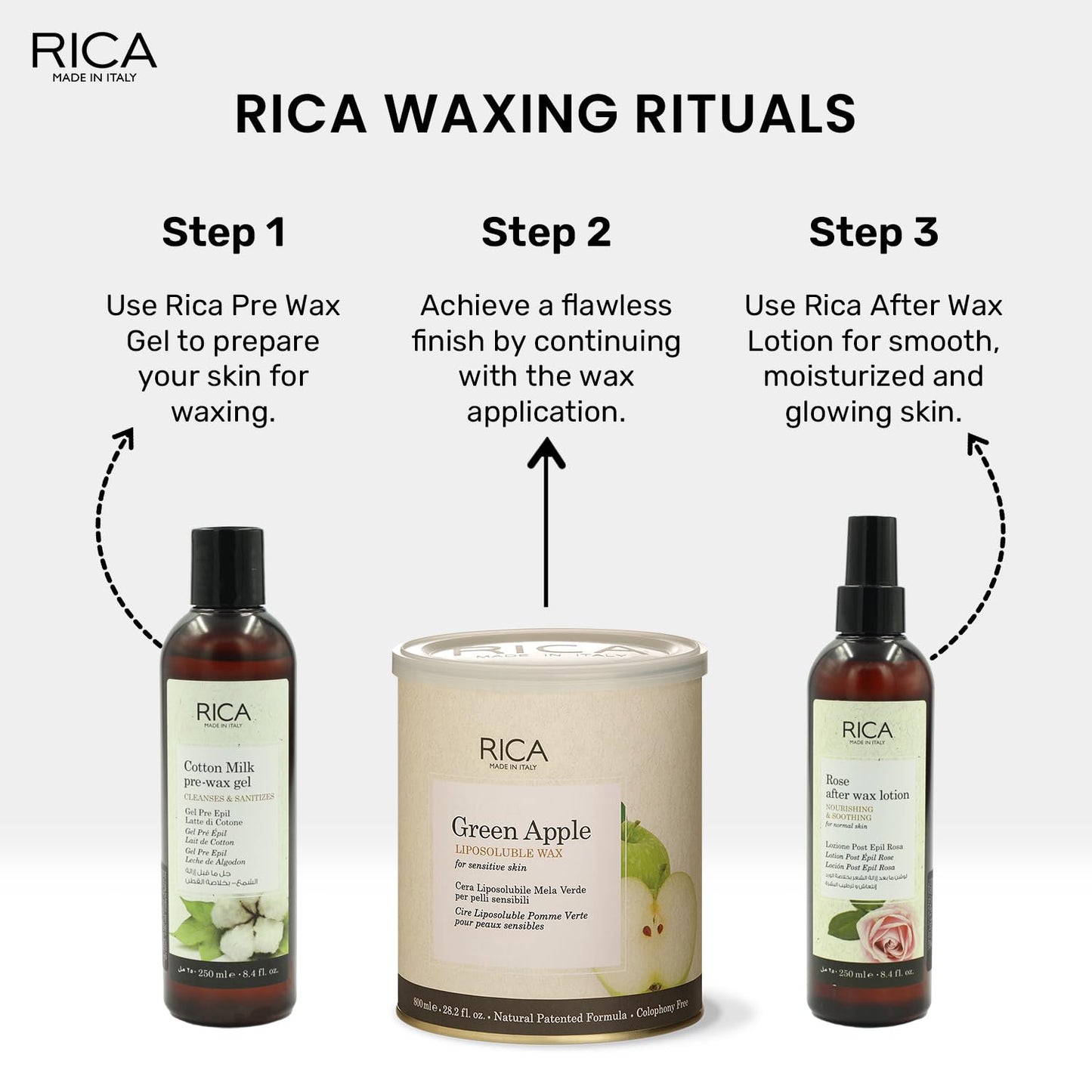 Rica Green Apple Liposoluble Painless Hair Removal Wax For Men & Women| Quick & Easy Tan Removal Waxing for Sensitive Skin| 800 ml