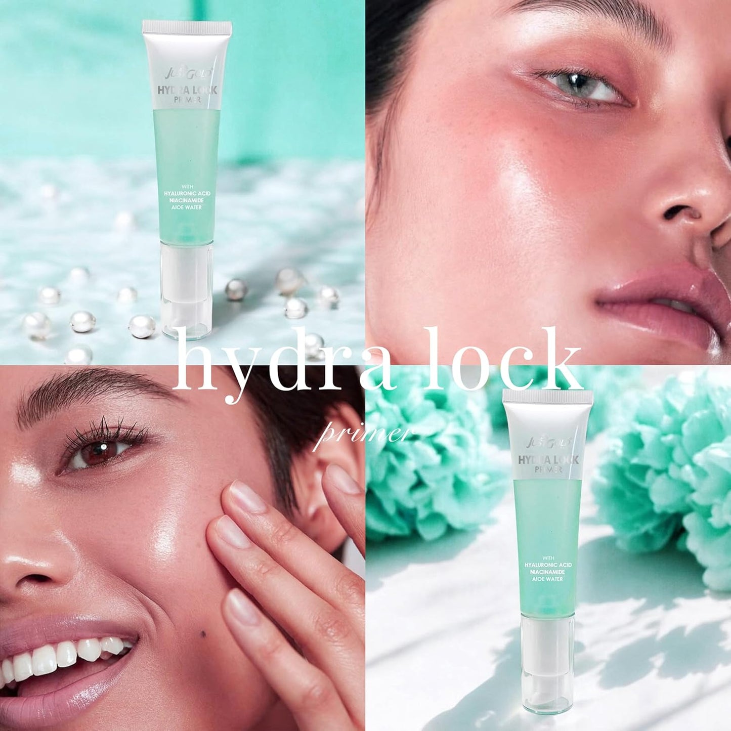 Justgold Hydra Lock Primer with Hyaluronic Acid, Niacinamide and Aloe Water, Gel-Based & Hydrating Face Primer, Skin & Brightens, Grips Makeup Primer