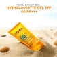 Oshea Herbals SPF 60 PA+++ Non Sticky UVshield Matte Gel Sunscreen for All Skin Types | Reduces Ageing with Signs of Sun Damage, Protects from UVA & UVB | Enriched with Apple & Peony Flower Extract | 60g
