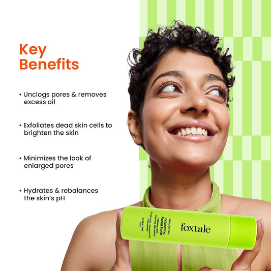 Foxtale Exfoliating Face Toner with 5% Lactic Acid for Pore Tightening & Gentle Exfoliation, Alcohol Free Toner for Glowing Skin, For All Skin Types, Men & Women, 150 ml