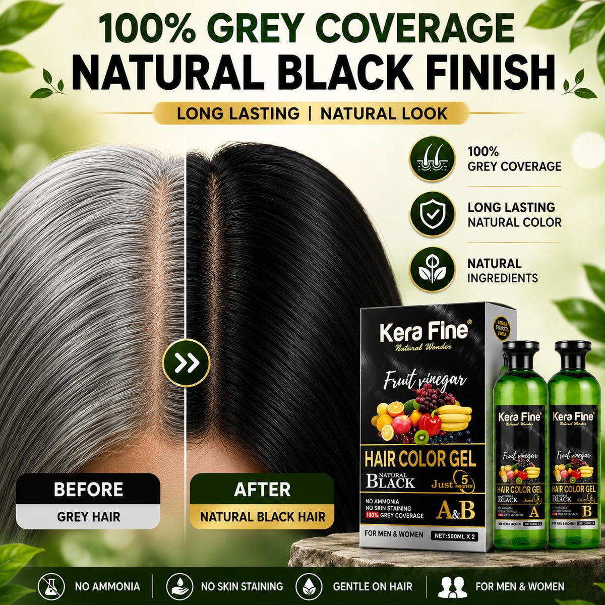 Kera Fine Fruit Vinegar Gel Hair Color Natural Black