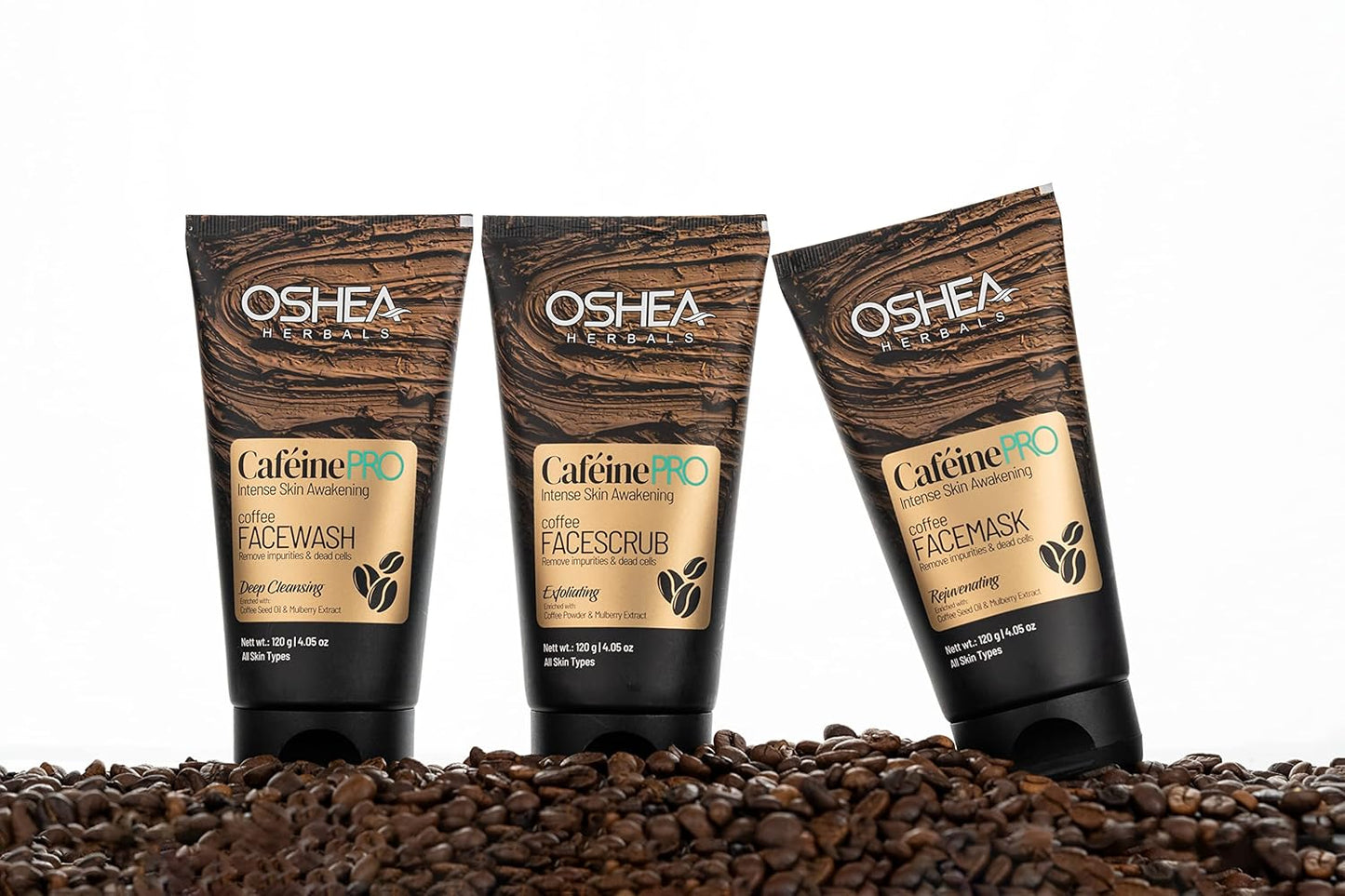 Oshea Herbals Cafeine Pro Coffee Face Mask for All Skin Types | Removes Impurities & Dead Cells | Enriched with Coffee Seed Oil & Mulberry Extracts | 120 g