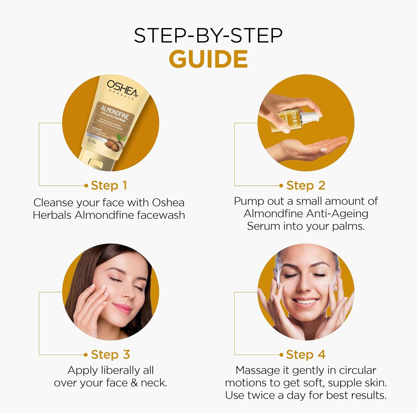 Oshea Herbals Almondfine Anti Ageing Face Serum for Women & Men | Reduces Fine Lines & Wrinkles | Boosts Hydration & Skin Elasticity | Enriched with Grapefruit & Apple Extracts | All Skin Types | 30ml