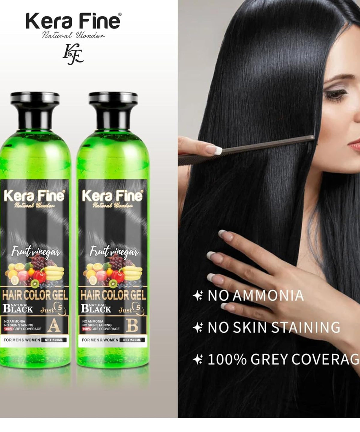 Kera Fine Fruit Vinegar Gel Hair Color Natural Black