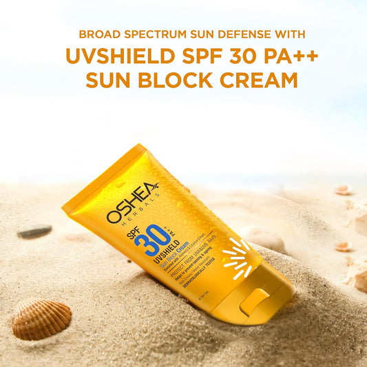 Oshea Herbals UVShield Sunscreen SPF 30 PA++ For All Skin Types | Non Greasy & Water Resistant | UVA & UVB Protection, Prevents Tanning & Ageing | Enriched with Aloe Vera & Licorice Extract