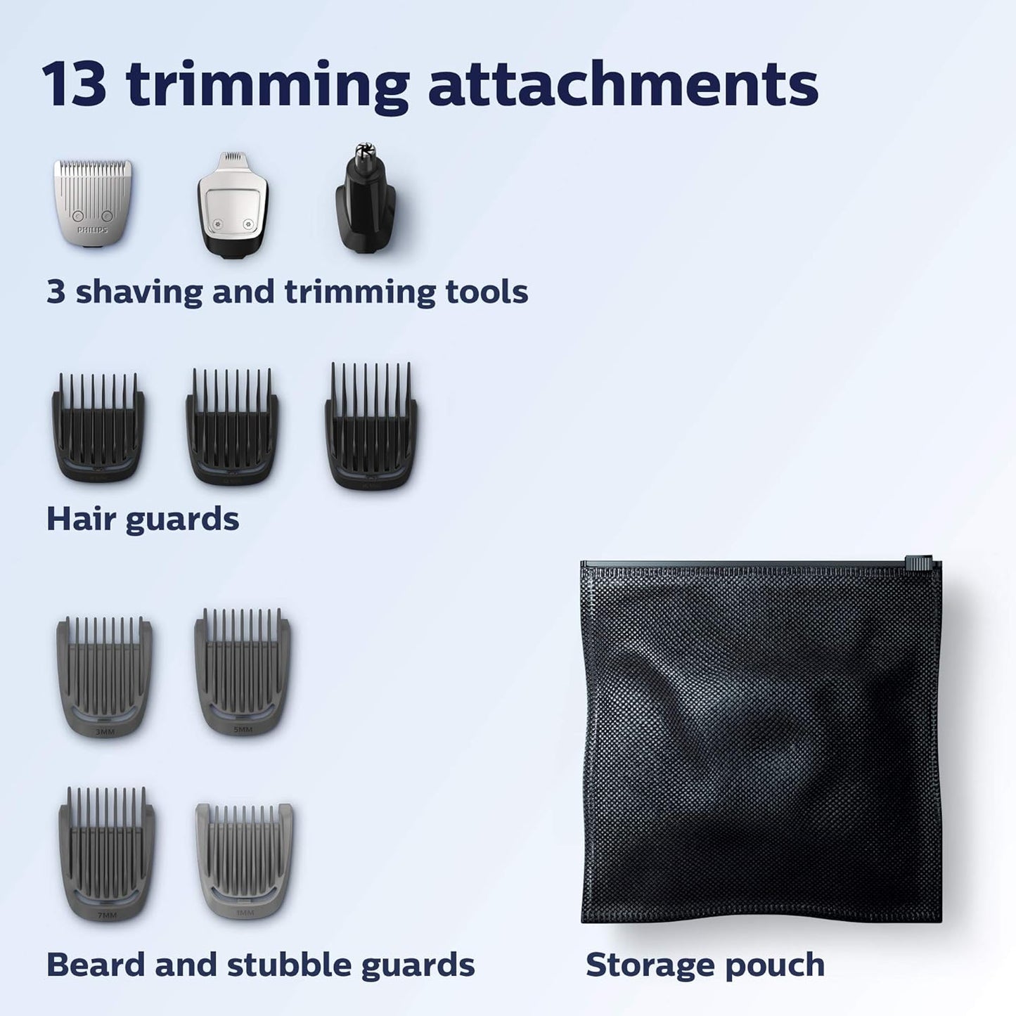 Philips Norelco Battery Powered  Multigroom Series 5000 Hair Trimmer, 13 Attachments, Mg3750 for Men