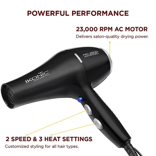 Ikonic Pro 2500+ Hair Dryer (Black)