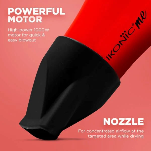 Ikonic Me Mini Speedy 1000W Lightweight Foldable Hair Dryer with 2 Speed Settings