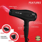 Ikonic Me Ultralight 2000W Hair Dryer with Powerful Motor, Nozzle & Diffuser