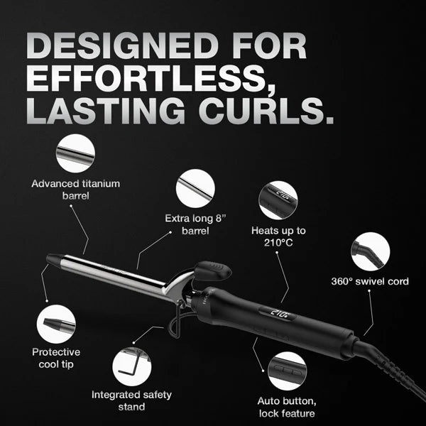 Ikonic Professional Curling Tong CT -25 2.0 Hair Curler with Advanced Titanium Barrel & Auto Lock
