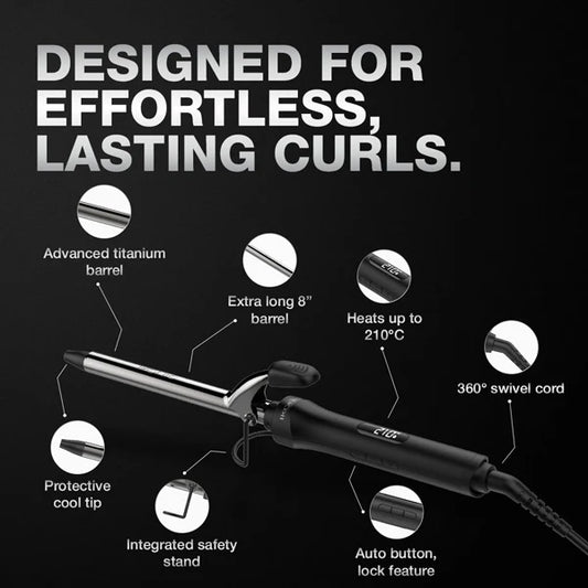 Ikonic Professional Curling Tong CT -25 2.0 Hair Curler with Advanced Titanium Barrel & Auto Lock