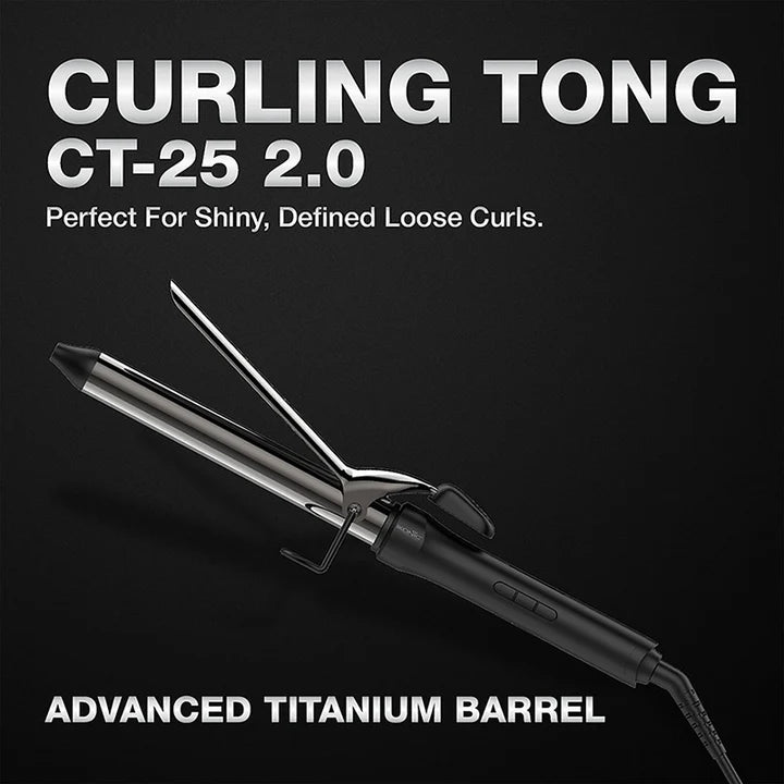 Ikonic Professional Curling Tong CT -25 2.0 Hair Curler with Advanced Titanium Barrel & Auto Lock