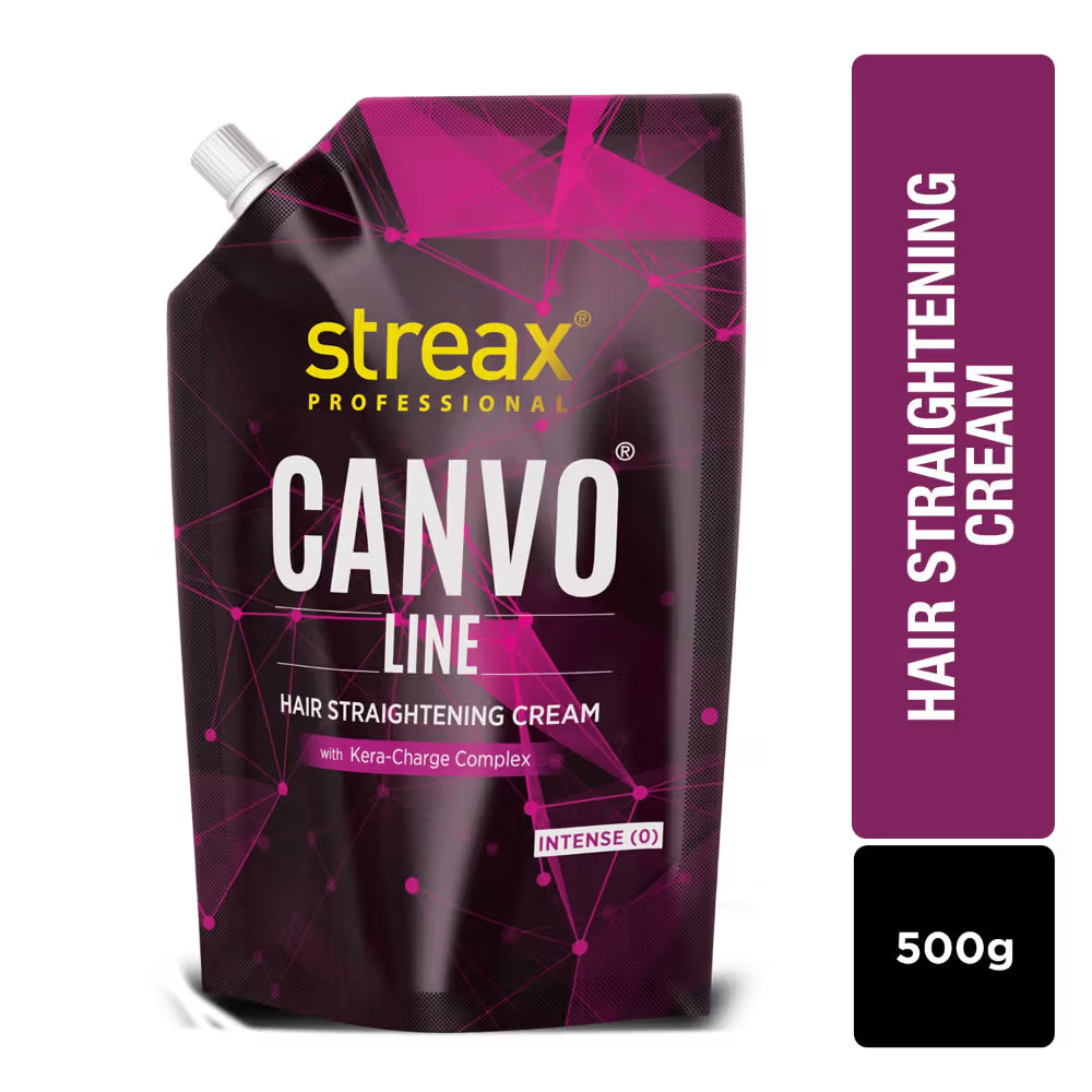 Streax Professional Canvoline Hair Straightening Cream For curly & frizzy hair, Intense (500gm)