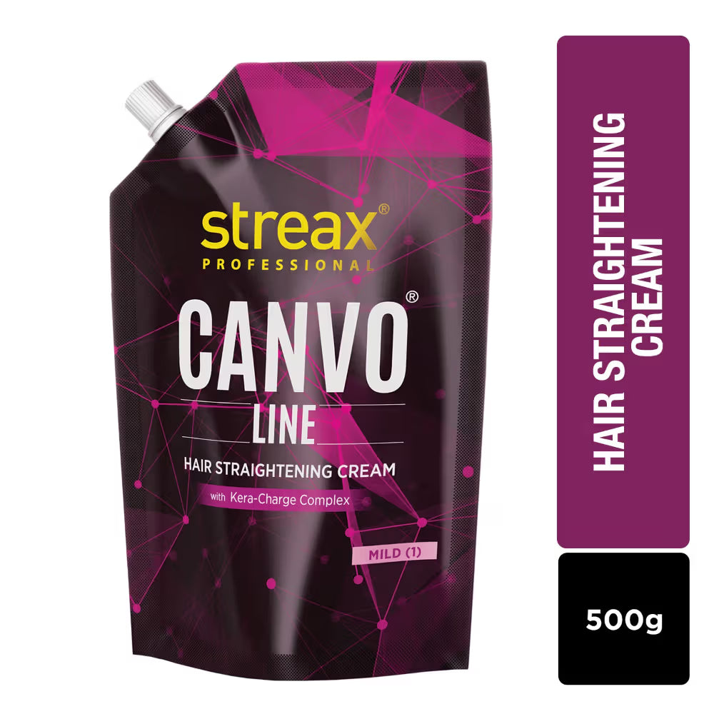 Streax Professional Canvoline Hair Straightening Cream For Curly & Frizzy Hair Mild (500gm)