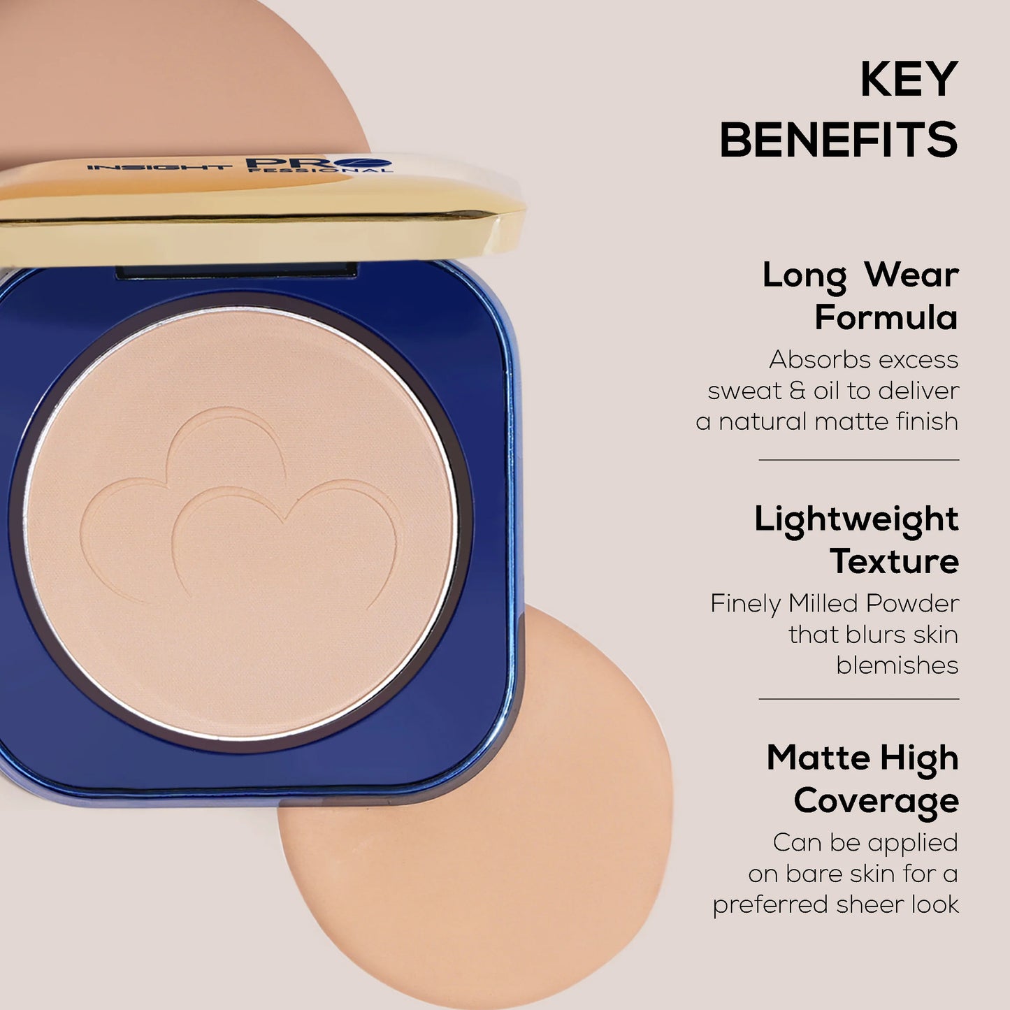 Insight Professional All Day Matte Compact Foundation | Buildable Coverage, Flawless Finish | Lightweight, Long-Lasting Pressed Powder | Oil Control Face Makeup - 11g