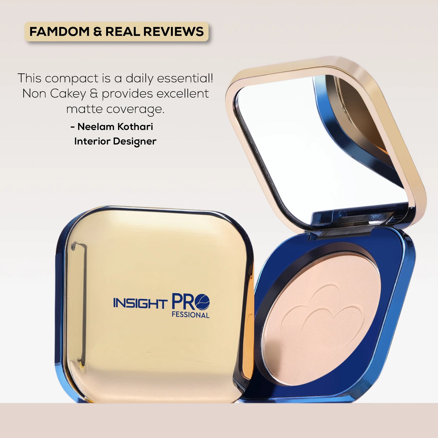 Insight Professional All Day Matte Compact Foundation | Buildable Coverage, Flawless Finish | Lightweight, Long-Lasting Pressed Powder | Oil Control Face Makeup - 11g