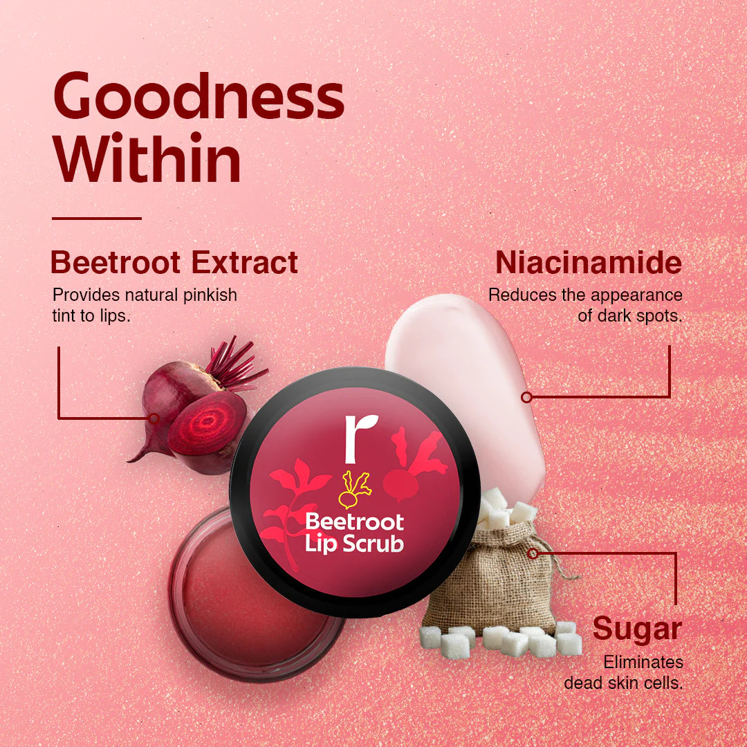 Beetroot Lip Scrub With Niacinamide l Reduces Pigmentation - 8gm