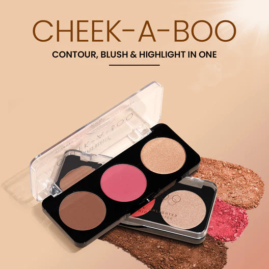 Swiss Bwauty Cheek-A-Boo 3-in-1 Face Palette with Blusher , Contour and Highlighter | 8gm