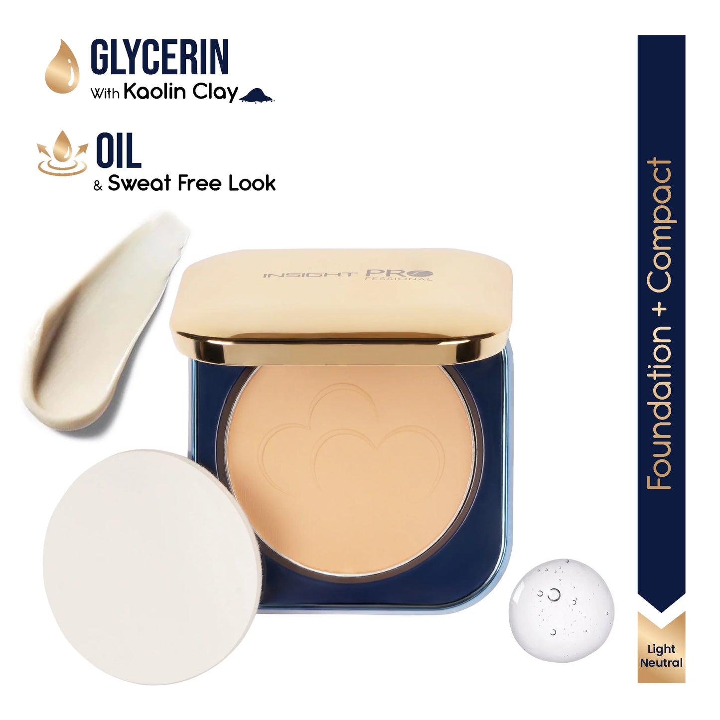 Insight Professional All Day Matte Compact Foundation | Buildable Coverage, Flawless Finish | Lightweight, Long-Lasting Pressed Powder | Oil Control Face Makeup - 11g