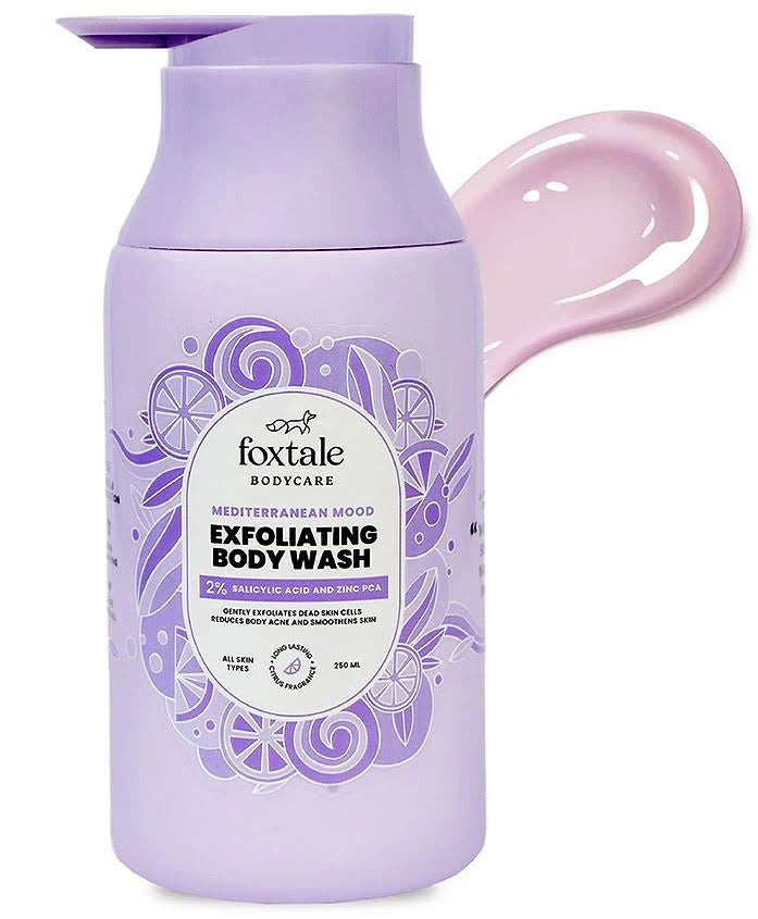 Foxtale Exfoliating Body Wash 2% Salicylic Acid & Zinc & Exfoliating Loofah (250ml)