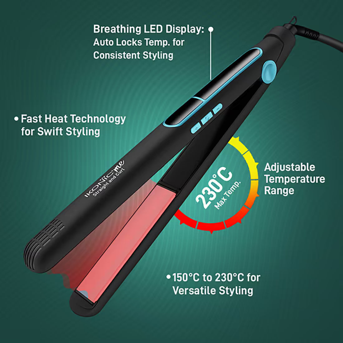 Ikonic Me 2 In 1 Straight and Curl Slim - Black
