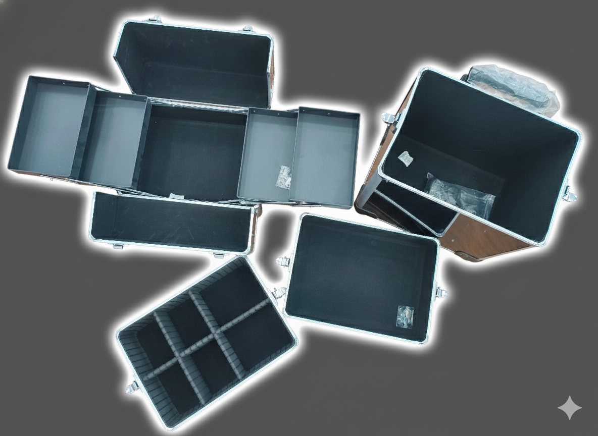 Make Over Beauty Vanity Bags By M.A.C Hairdressing Case Makeup Box Aluminium Cosmetic Vanity Trolley 4 In 1 Make-Up Nail Art Case Box With 360° Wheels (Black)