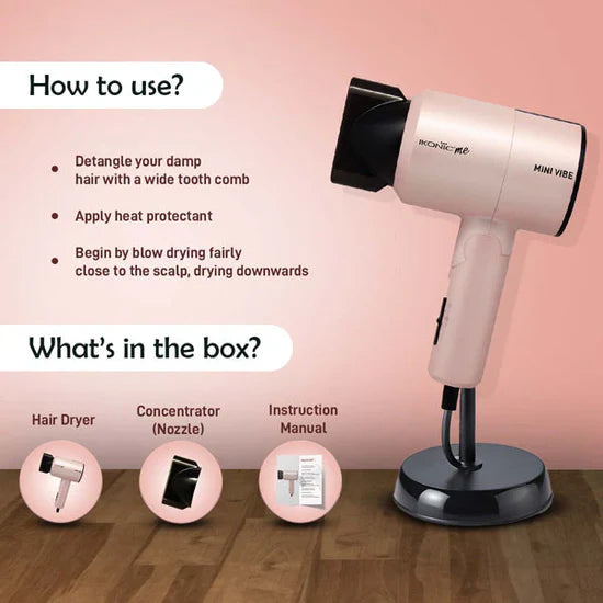 Ikonic Me Mini Vibe Hair Dryer ( Pearl Pink )