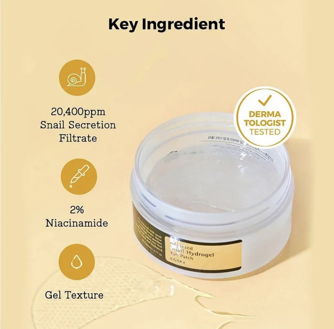 COSRX Advanced Snail Hydrogel Eye Patch 60 Patches (3.17 oz) | Eye treatments | Fine Line, Undereye, Revitalize, Refresh, Korean Skincare