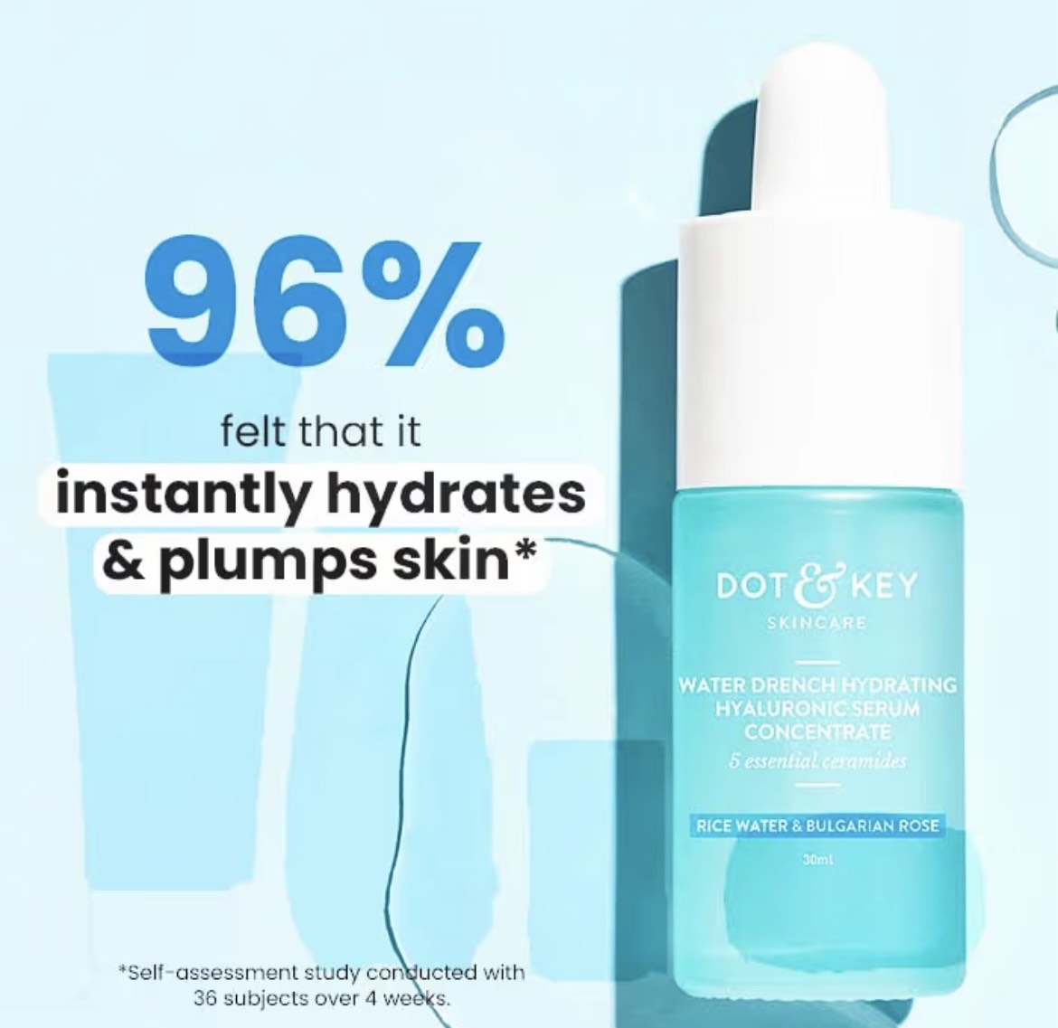 Dot & Key Water Drench Hyaluronic Serum with Ceramides, Intense Hydration (30ml)