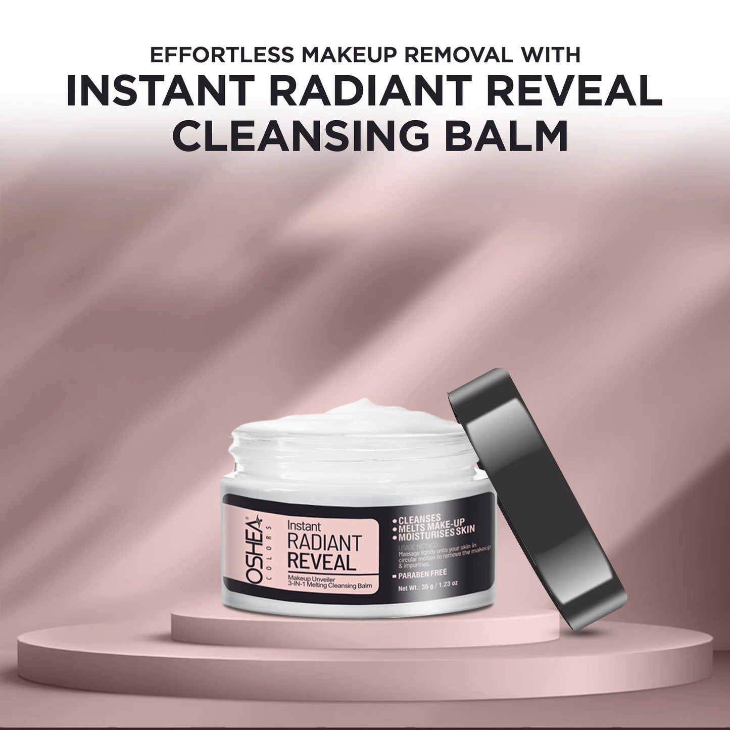 Oshea Colors Instant Radiant Reveal Makeup Remover Cleansing Balm | Moisturizes Skin with Gentle Cleansing & Makeup Melting Formula | Paraben-Free | 35g