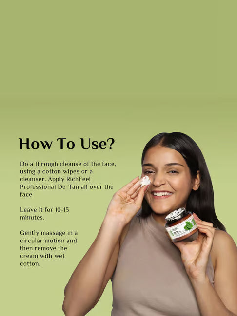 Richfeel Naturals De-Tan Cream | Brightens & Evens Skin | Kojic Acid & Alpha Arbutin | 500g