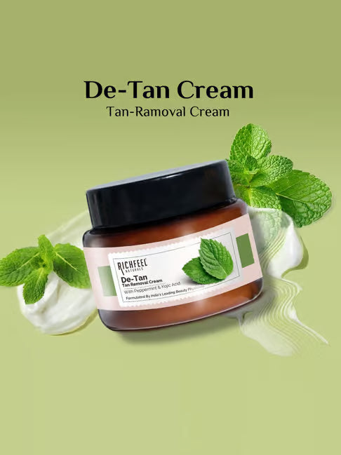 Richfeel Naturals De-Tan Cream | Brightens & Evens Skin | Kojic Acid & Alpha Arbutin | 500g