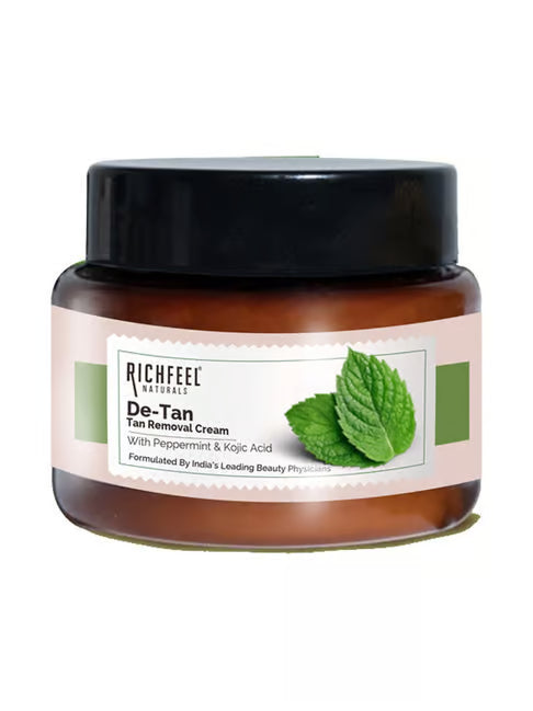 Richfeel Naturals De-Tan Cream | Brightens & Evens Skin | Kojic Acid & Alpha Arbutin | 500g