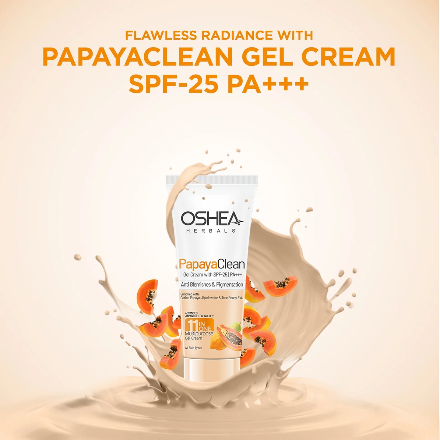 Oshea Herbals Papaya Clean 11 in One Gel Cream with SPF-25 PA+++ | 18g