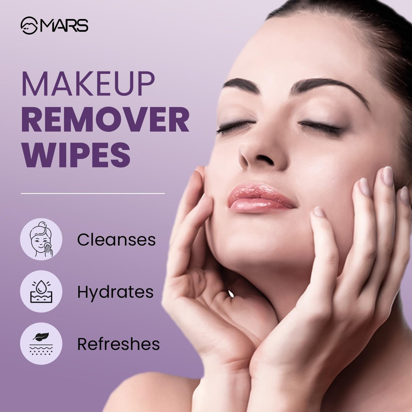 MARS Makeup Remover Wet Wipes for Face | 30 Cotton Soft Wipes
