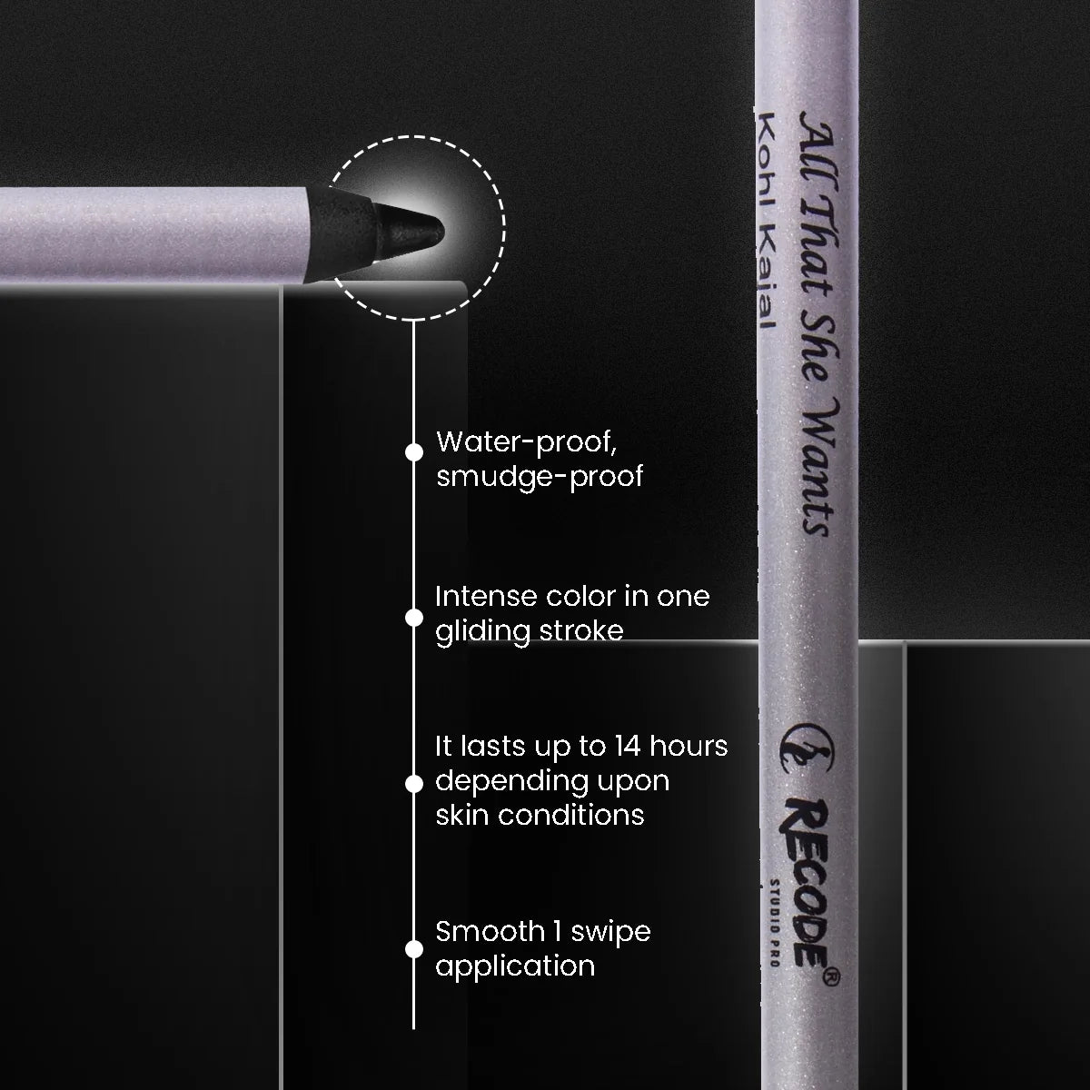 Recode Black Kohl Kajal Pencil (Made in Germany) All That She Wants 1.20 G