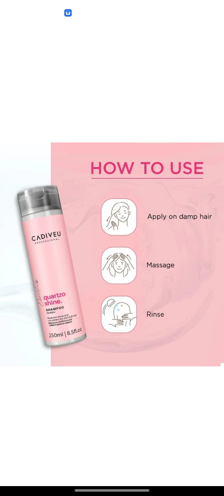 cadiveu quartzo shine 1 shampoo glossyhair|250ml