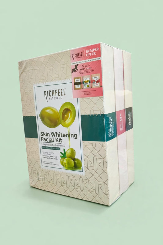 Richfeel Natural Combo Of Skin Whitening, Gold & De-Tan Facial Kit | 3 Kits x (5x50g each)