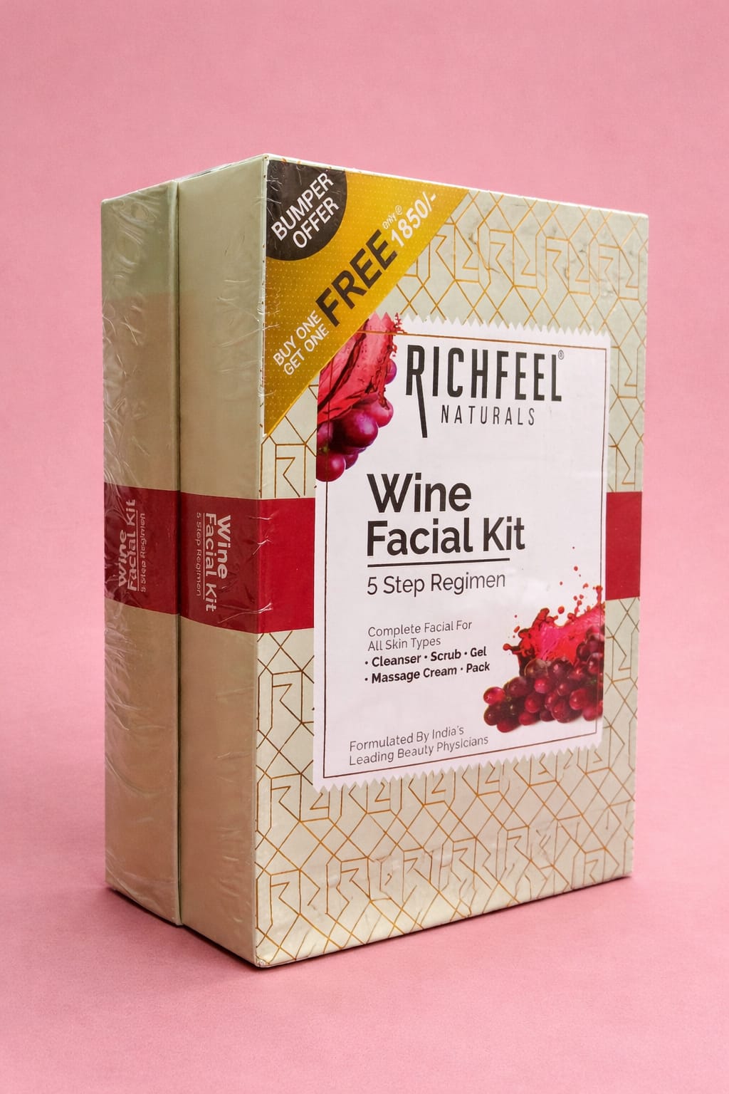 Richfeel Natural Wine Facial Kit | Combo Offer Pack of 2 (2x250g=500g)