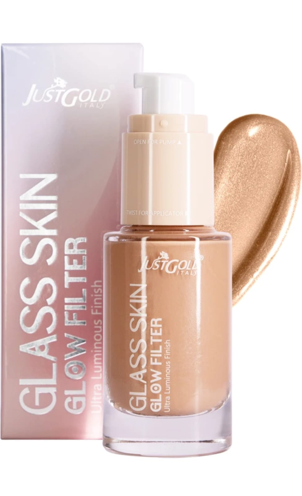 JustGold Glass Glow Skin Filter, Ultra Luminous Finish, Enriched with Vitamin E | 30 ML