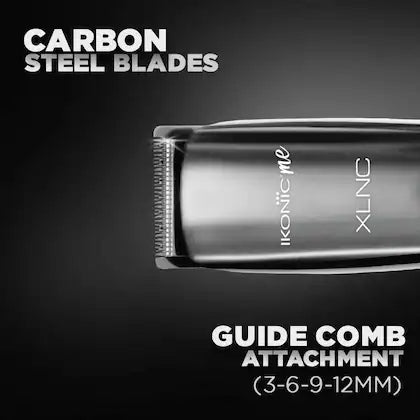 Ikonic Me XLNC Trimmer with Ergonomic Design, Led Spotlight & 4 Comb Attachments - Charcoal Grey