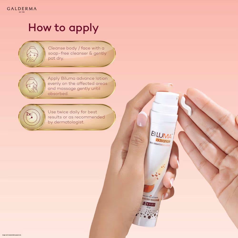 Biluma Skin Brightening Lotion, Vitamin E, Fades Fine Lines & Wrinkles, for Glowing Skin (45 g)