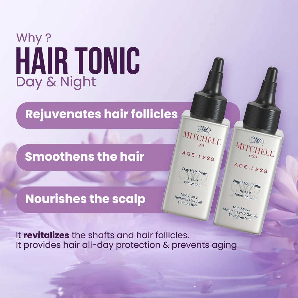 Mitchell USA AGE-LESS Hair Tonic For Hair Growth | Hair Growth Tonic - Day & Night Hair Tonic (100ml+100ml)