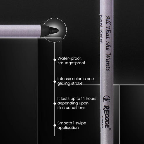 Recode Black Kohl Kajal Pencil (Made in Germany) All That She Wants 1.20 G